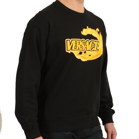 Versace Men's Black & Gold Logo Crewneck Long Sleeve Sweatshirt US 3XL IT 58 - Picture 2 of 6